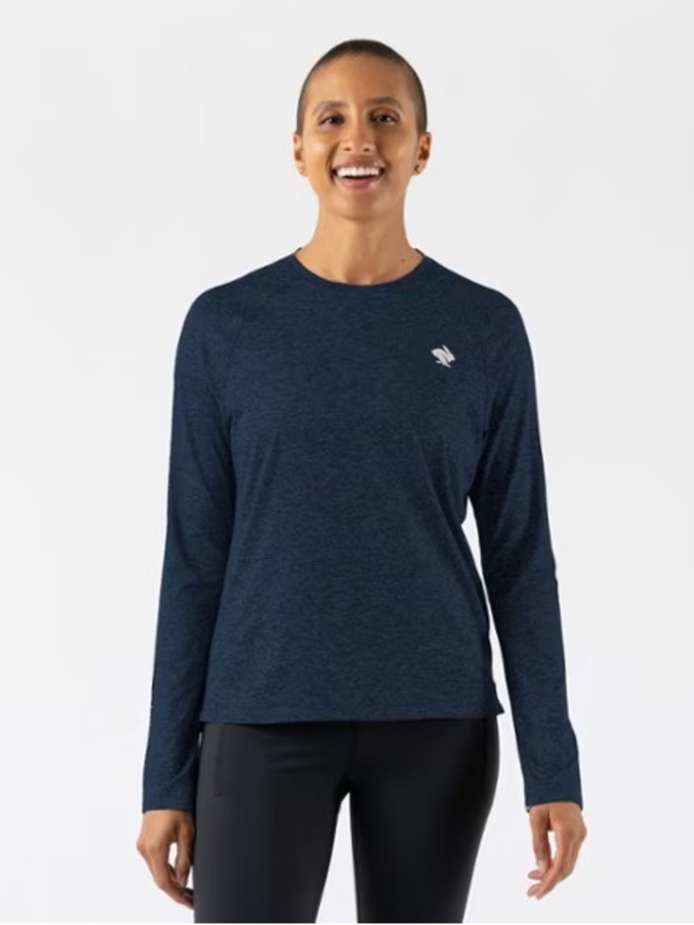 Rabbit Running Womens EZ Tee Long Sleeve Size Medium Eclipse Blue Athletic Sport